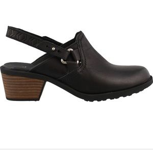 TEVA Foxy Convertible Black Leather Clogs